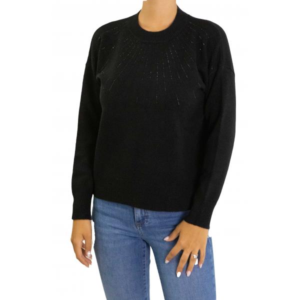 Maglione con brillantini tinta unita 